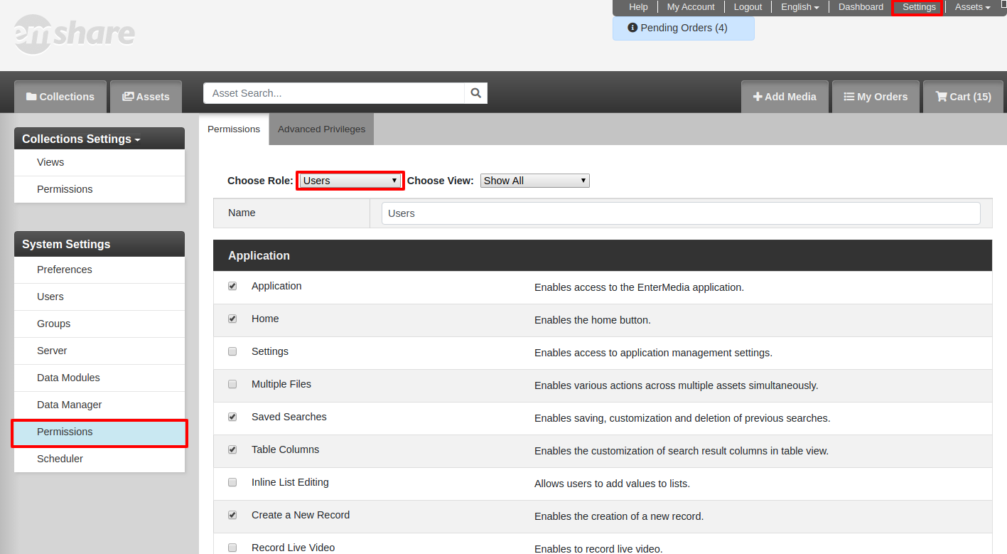 Role based permissions knowledge base entermedia 10